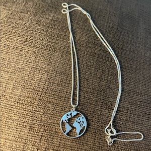 Sterling silver world map necklace